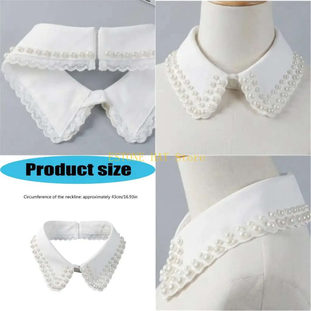 49mf-敏感肌と長時間の着用に適した人工真珠の詳細が付いている通気性のあるポリエステルの取り外し可能な首輪