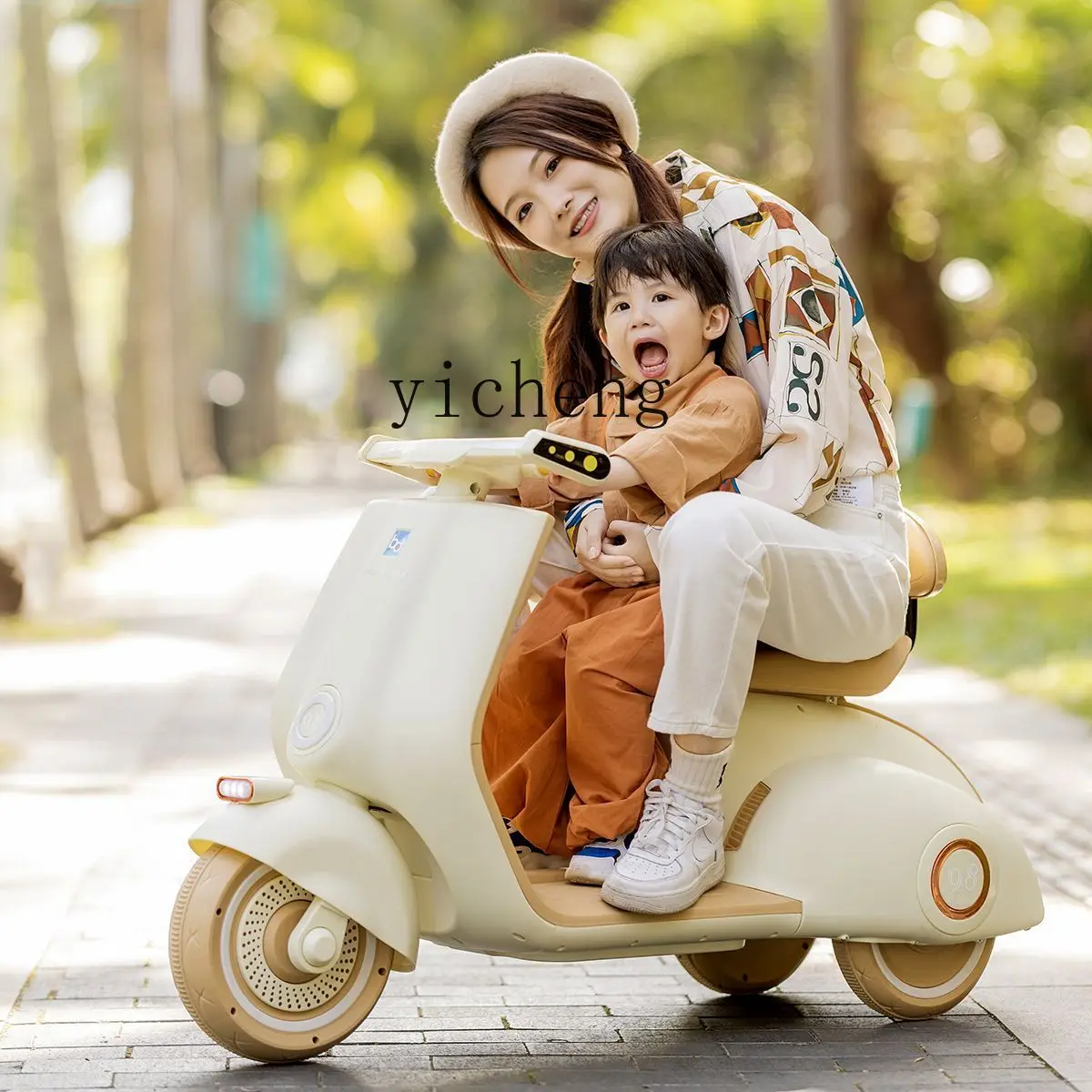 XL Large Electric Toy Car Children Can Sit Adult Motorcycle Double Parent-Child Three-Wheel Rechargeable Vehicle