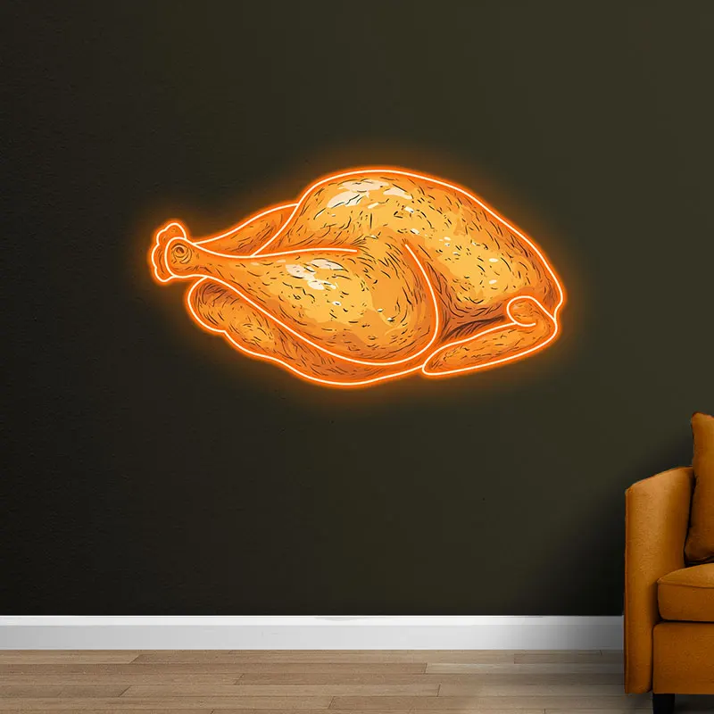 Thanksgiving Neon Roast Turkey Sign – Classic Roast Turkey in Neon Style, Adds a Playful Touch to Thanksgiving Dinner or Kitchen