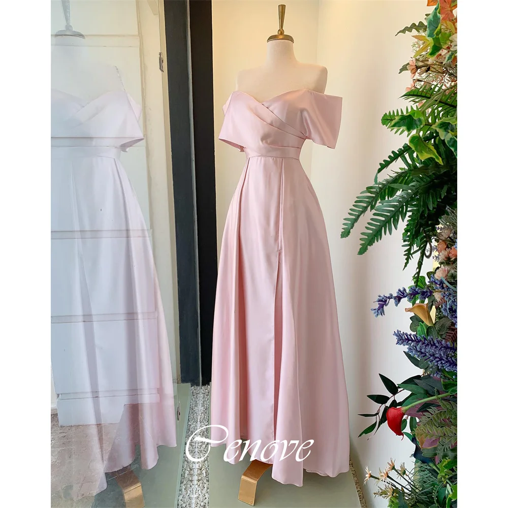 

Cenove 2024 Arab Dubai Off The Shoulder Prom Dress Ankle-Length With Short Sleeves Evening Fashion Elegant Party Dress For Women