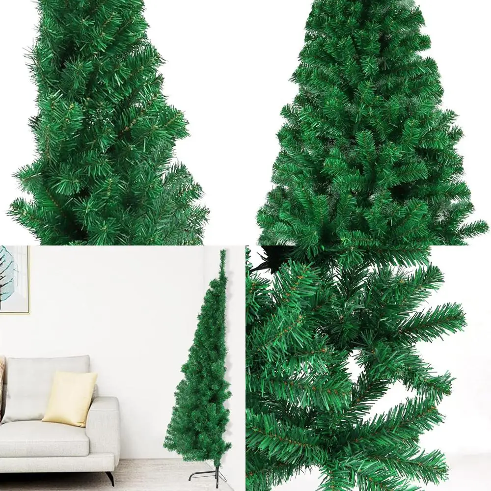 

5-футовая высокая полуискусственная сосновая рождественская елка с металлической подставкой для внутреннего и наружного праздничного декора
