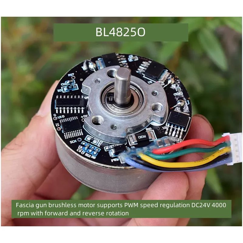 Motor sin escobillas BL4825O para pistola de membrana con alto par DC24V, compatible con regulación de velocidad PWM hacia adelante y hacia atrás, 1