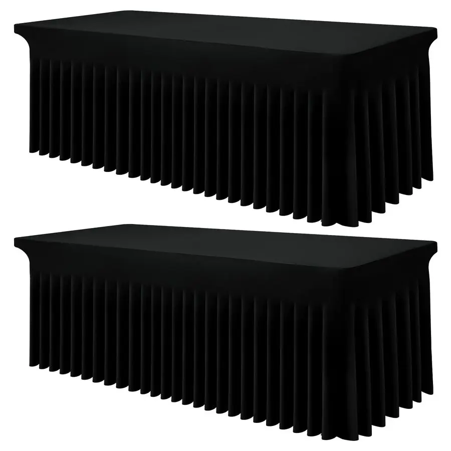 

Спандексовые скатерти (2 шт.), эластичные, облегающие, для прямоугольных столов 6 футов, водонепроницаемые, моющиеся, с оборкой