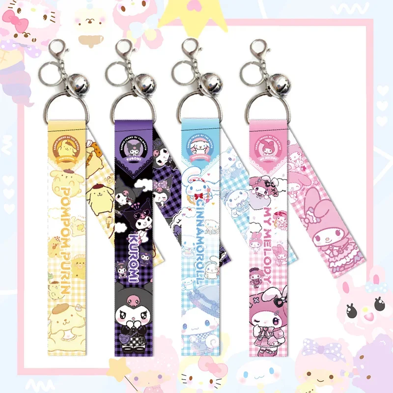 Sanrio Lanyard Cinnamoroll Kuromi My Melody Pom Pom Purin Strap Bag Pendant Key Chain Kawaii