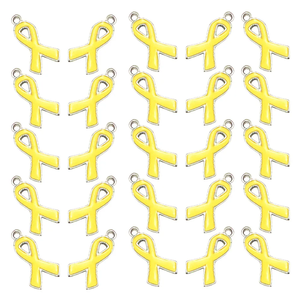 

100Pcs Enamel Heart Ribbon Pendants Alloy Colorful Durable Charms for Necklace Bracelet Jewelry Craft Ribbon Pendant Findings