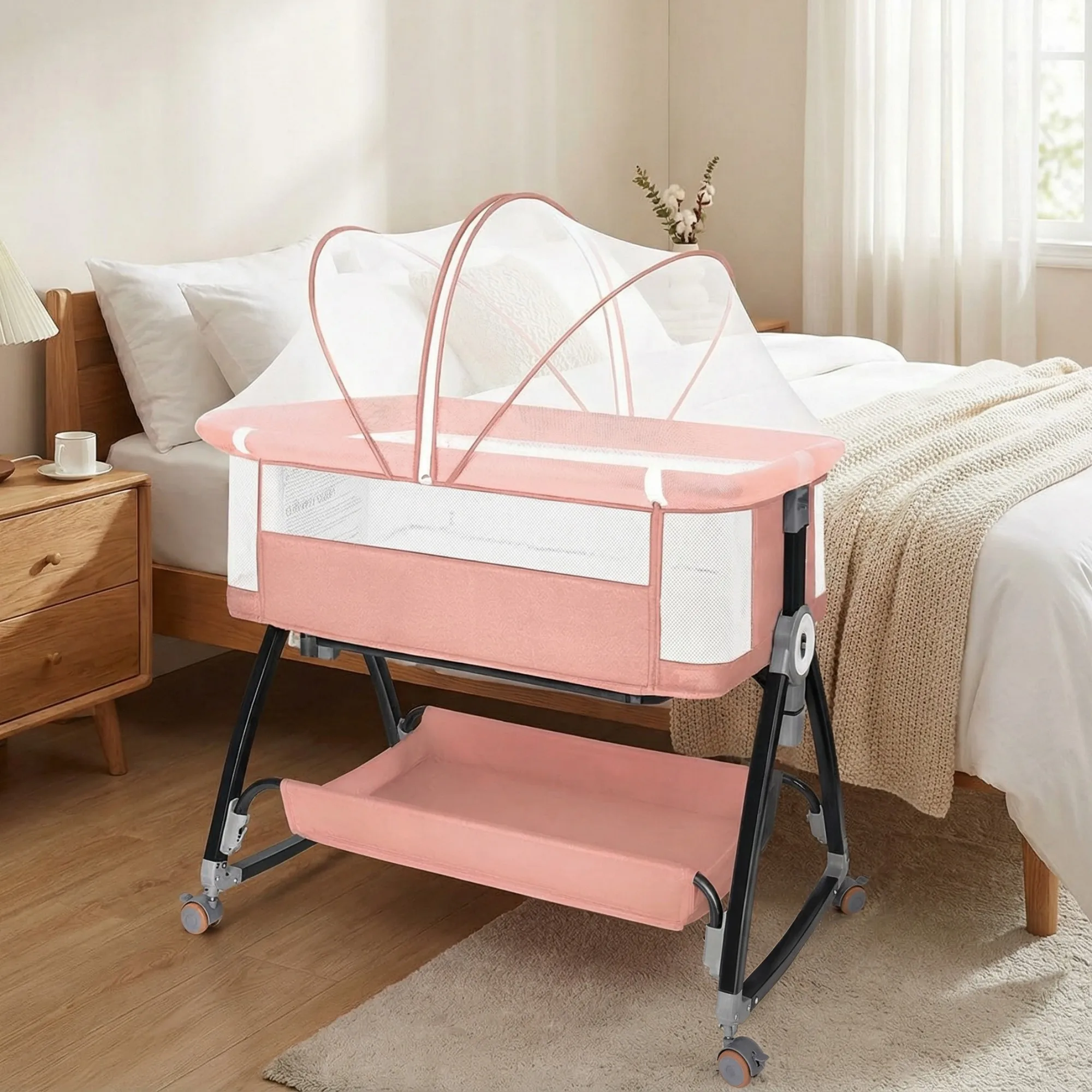 

Baby Cot Baby Bed Baby Rocker for Newborns Baby Travel Bed with Mattress Breathable Mesh Baby Cradle