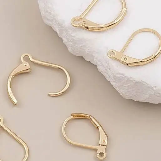 

1Pair 14K Gold-Plated French Ear Hooks Springback Handcrafted Ear Buckles DIY Earring Making Materials