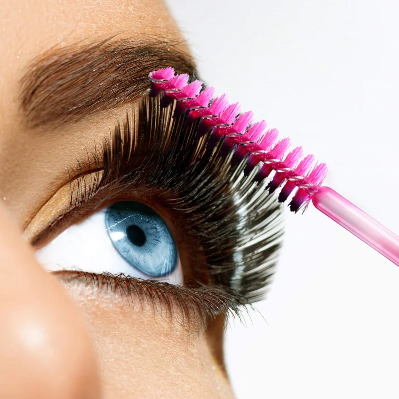 300/100 pçs escova de sobrancelha descartável varinhas de rímel aplicador de cílios escova de cosméticos com alça de cristal ferramenta de extensão de cílios