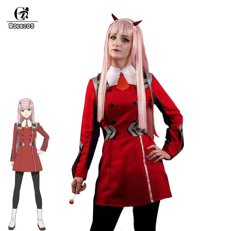 

ROLECOS Game DARLING Zero Two Cosplay Costume Dress DARLING in the FRANXX 02 Cosplay Costume Women Cosplay Sexy Dress Headband