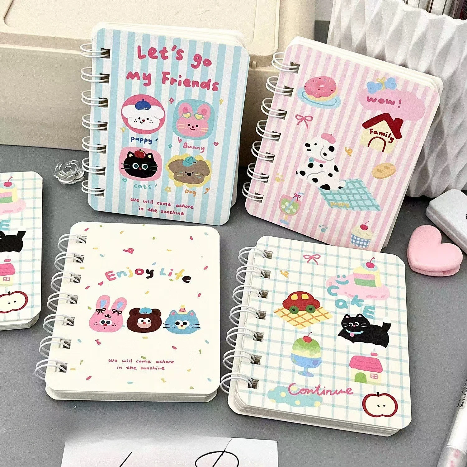 Student New Ins Cute Animal Coil Notebook A7 Pocket Notebook High-looking Student Mini Portable Horizontal Notebook Stationery
