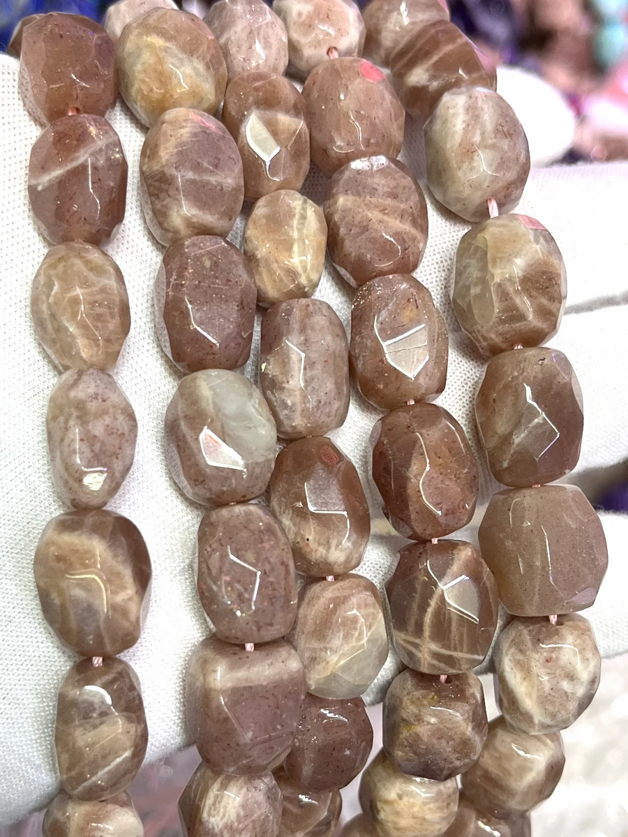 

Natural Sunstone Crystal Conformal section Irregular Faceted Loose For Jewelry Making DIY Necklace Bracelet 15''12x15mm