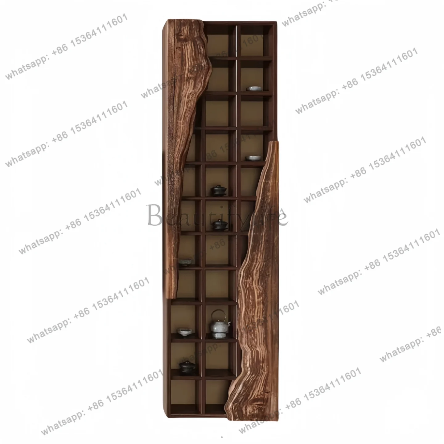 

Surprise Silent Wind Lacquer Bogu Tea Cup Holder Chinese Style Duobaoge Wall Mounted Antique Rack