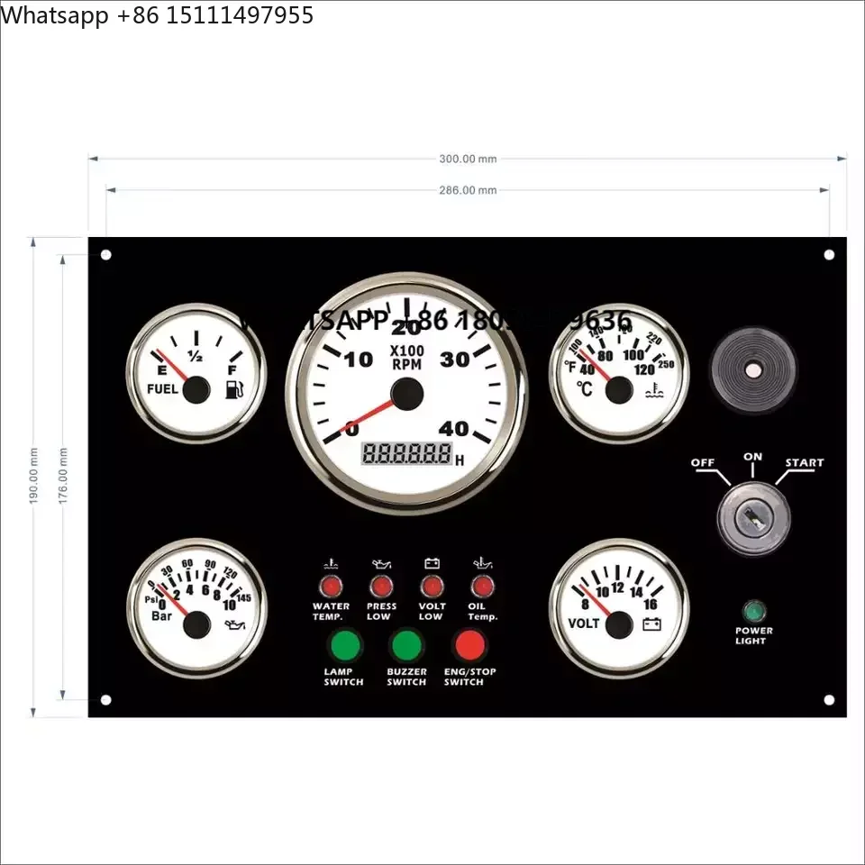 Cluster Boat Gauges Set Dashboard  Marine Engine Instrument Panel