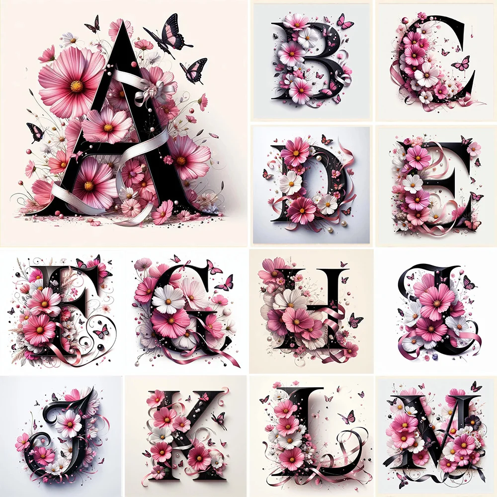 Diamond 26 English Letters Painting DIY 5D Mosaic Kits And Flowers Butterflies Full Drills Embroidery Cross Stitch Decor Gifts