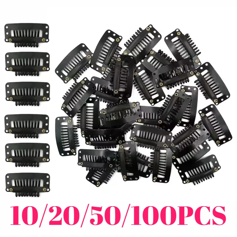 10-100Pieces  Hair Clips 32mm Hair Extensions Snap Clip for Women Metal Wig Comb Clips for Hair Extensions