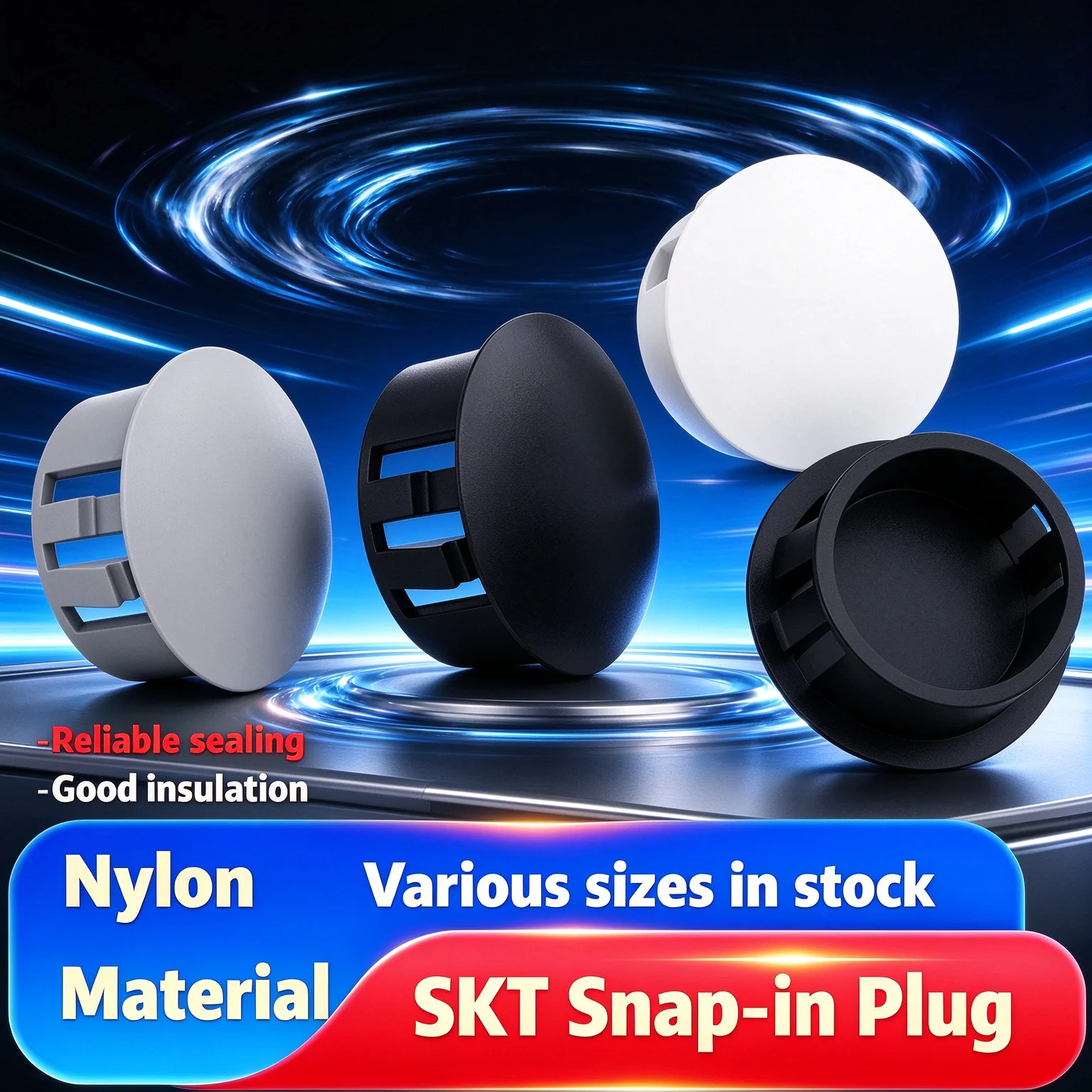 Nylon HP Snap-in Hole Plug Plastic Round Tube Stopper Decorative Cover Snap Cap for Furniture Panel Hole Blanking 5mm6mm8-100mm