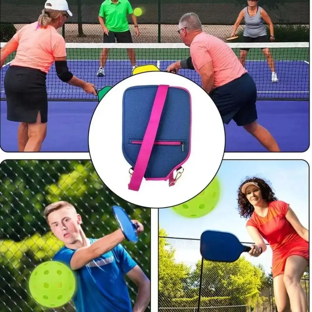 

Большая вместительная сумка через плечо Pickleball с застежкой-молнией, регулируемый ремень, чехол для весла Pickleball, водонепроницаемый профессиональный