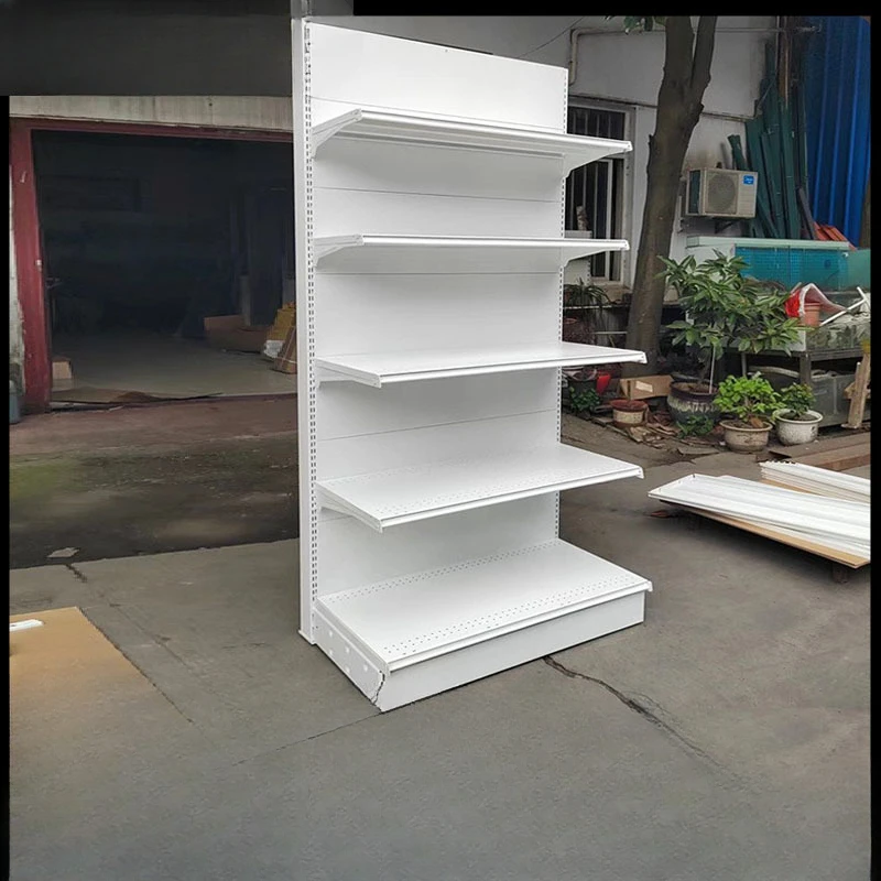 White removable column single-sided supermarket shelf hole board pure white pharmacy convenience store shelf display rack