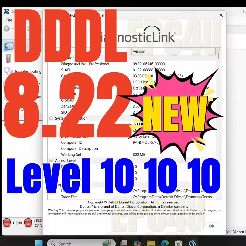 

2025 Detroit Diesel Diagnostic Link DDDL 8.22 8.21 8.20 SP1 Professional Level 10+Troubleshooting