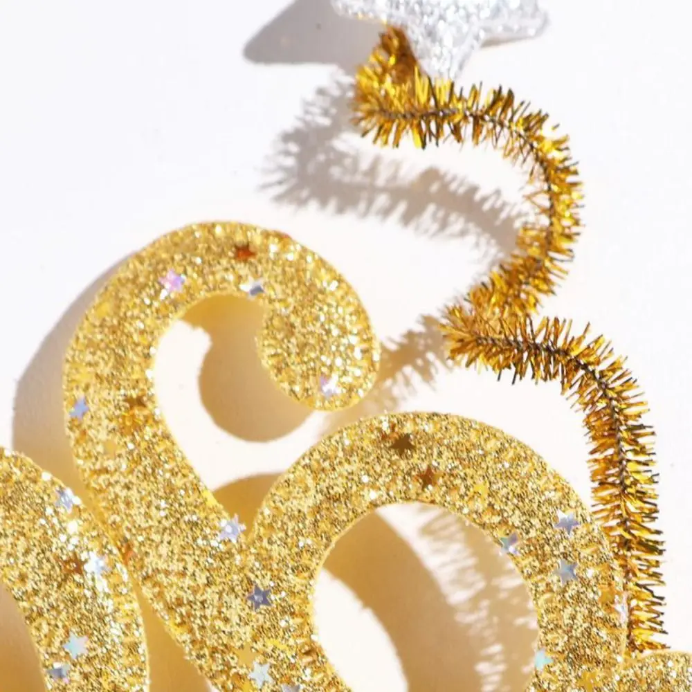 

Sequin 2026 Happy New Year Headband Cute Sweet Christmas Headpiece Creative Colorful Star Strip Headwear Masquerade Party