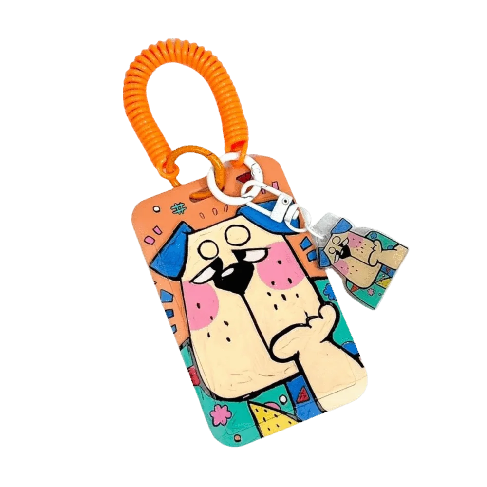 

Прозрачный держатель для фотокарт Kpop, раздвижная крышка, ID-карты для маленькой собаки, защитный чехол, пружинная веревка, портативный держатель для карт