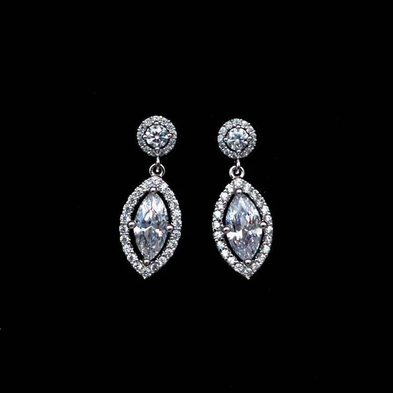 Huitan Chic Marquise Cubic Zirconia Dangle Earrings for Women Fashion Luxury Bride Wedding Earrings Good Quality Ear Jewelry