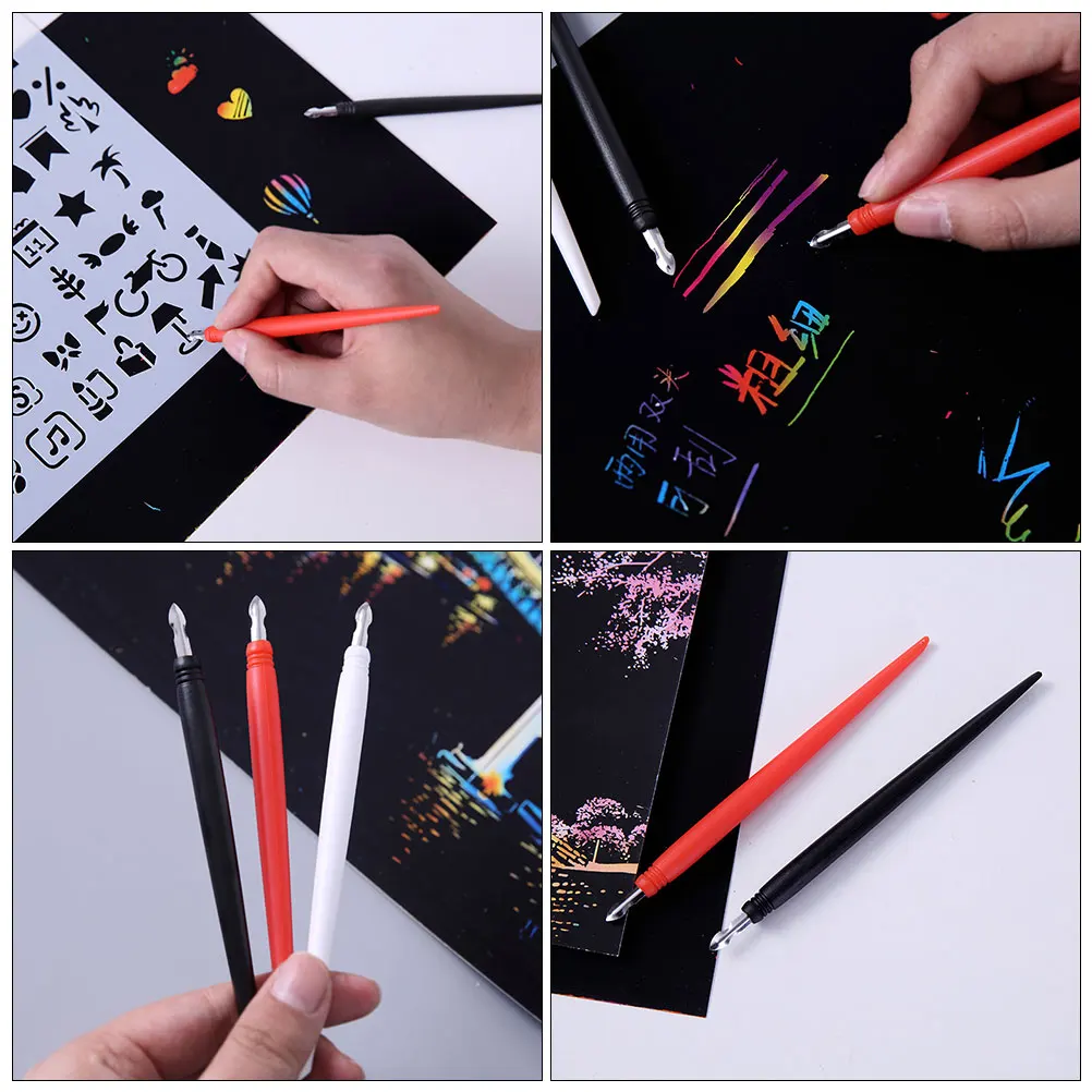 12Pcs Metal Tip Scratch Stylus for Scratch Board Precise Control Design Comfortable Handle for Family Fun