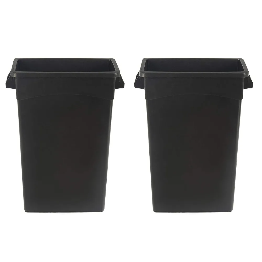 

Rectangular commercial ultra-thin trash can, 23 gallons (2 packs), black