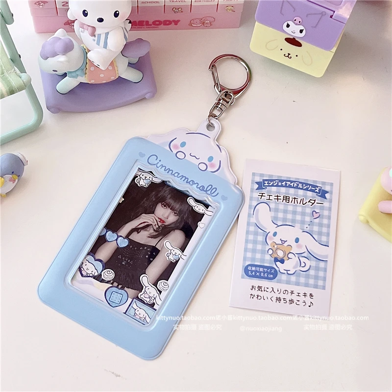 Sanrio kawaii portachiavi carino Kuromi Melody cannella cane titolare della carta Guka foto ID card bag storage sacchetto di scuola ciondolo anime