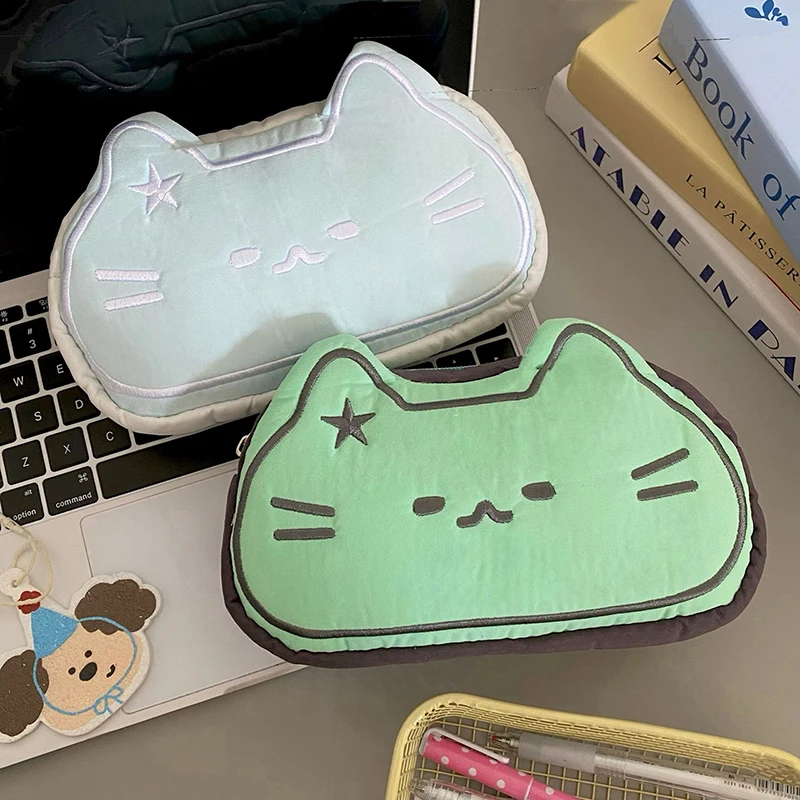 1PC Cute Cartoon Star Cat Pen Bag Large Capacity Kawaii Boy Girl Pencil Case Multifunctional Stationery School Supplies