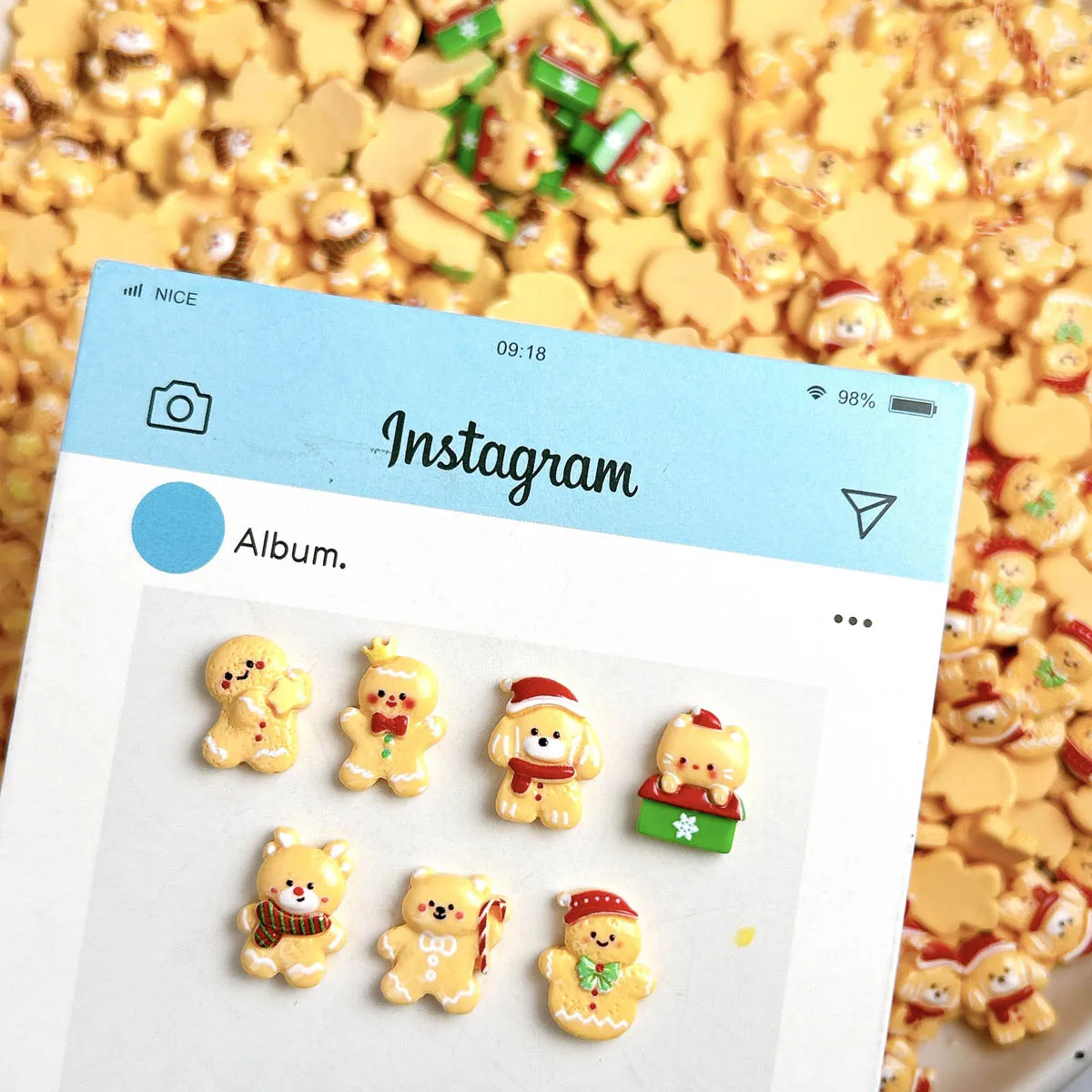 20 قطعة Kawaii عيد الميلاد الزنجبيل رجل الأيائل الراتنج مسمار السحر الكرتون الإبداعية الأصفر الدب ثلج مسمار الفن زينة DIY الأظافر #5