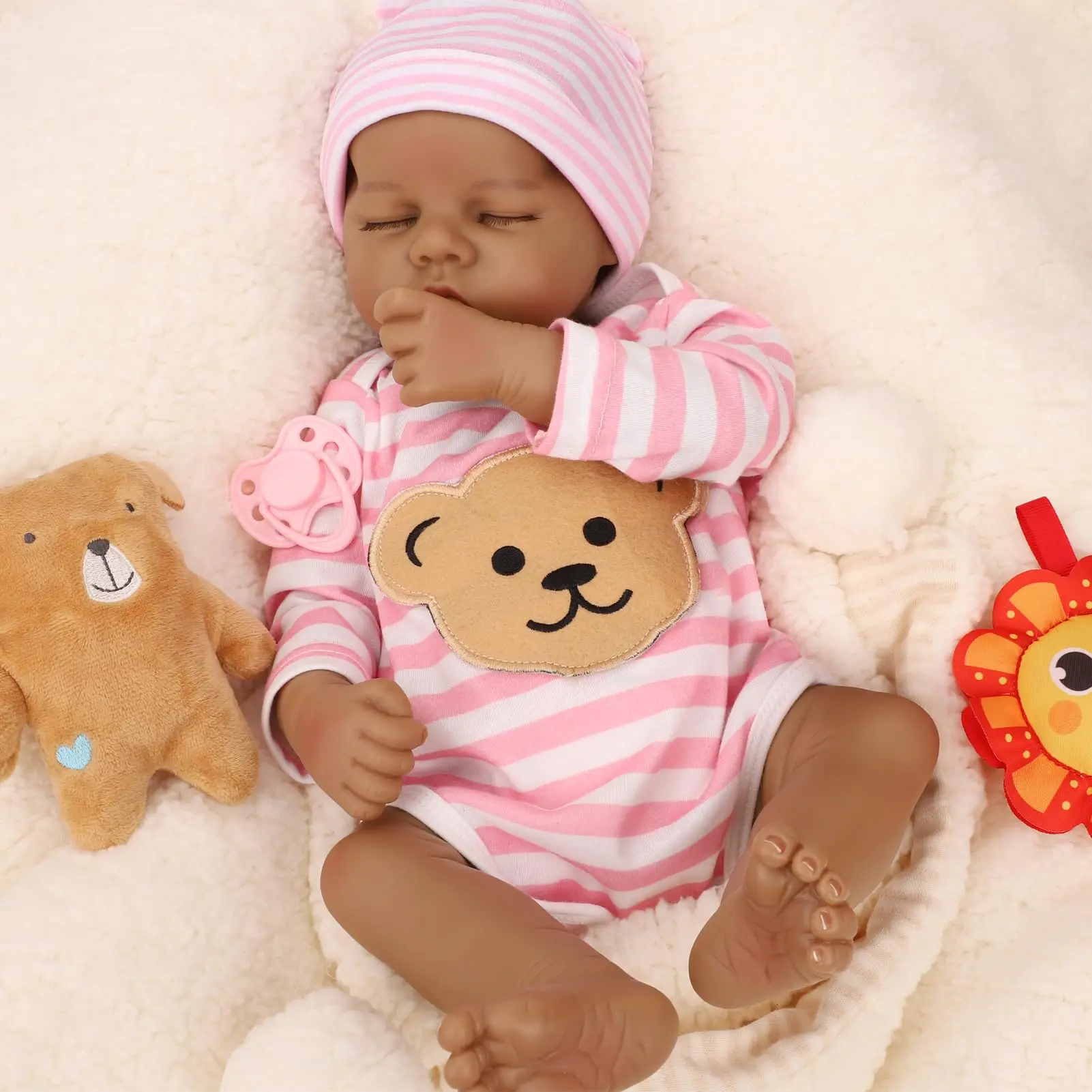 18-Inch Reborn Black Girl Doll, Vinyl Material, Realistic and Exquisite Facial Features, for Black or Mixed-Race Families,