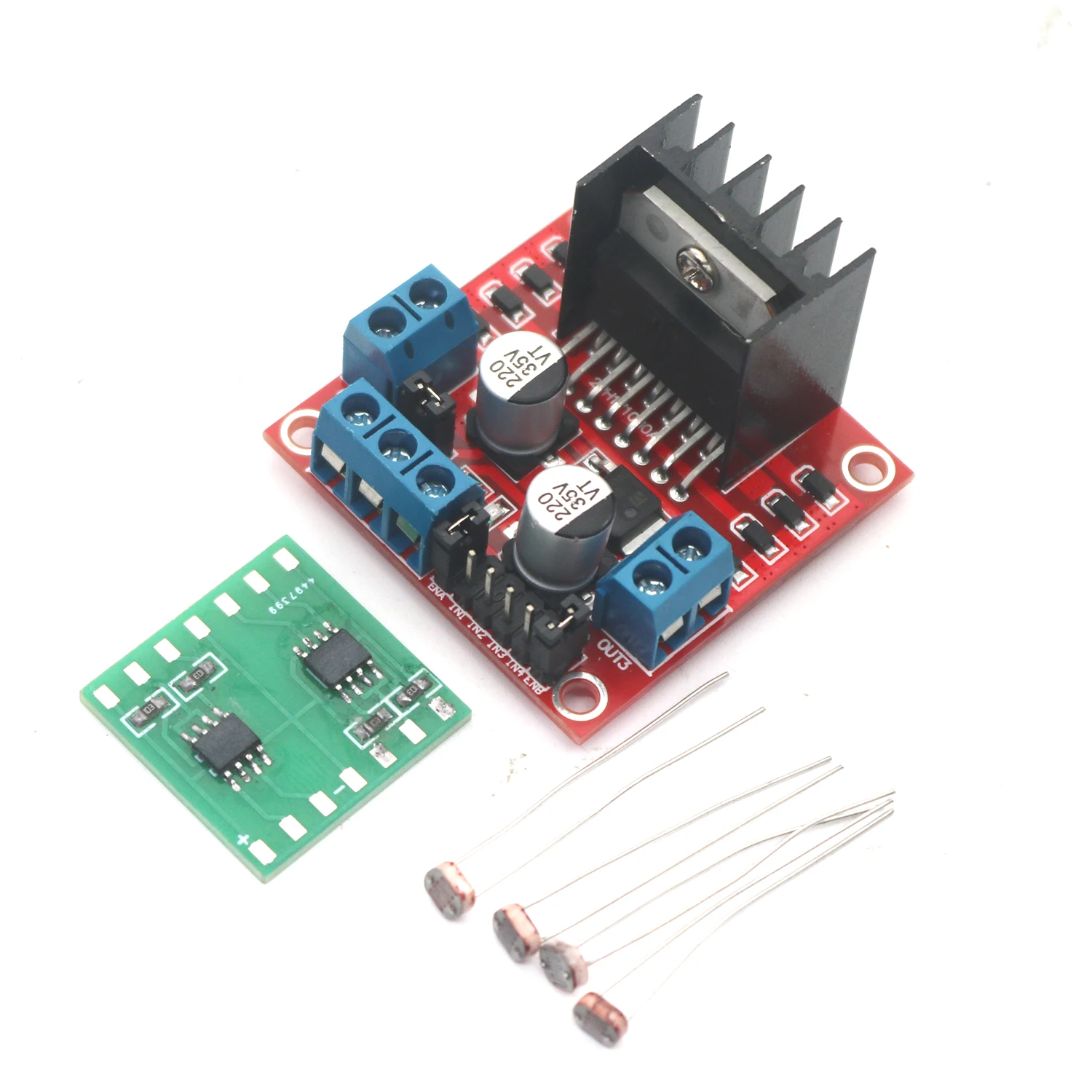 Imagem -04 - Solar Tracker com Eixo Duplo Solar Tracker com Sensor de Rastreamento Automático Placa de Acionamento do Motor Pcs 5539 Photoresistor L298n dc 12v