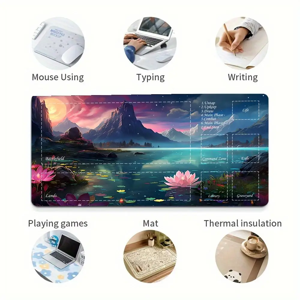لوحة ماوس زهرة الألعاب مع دعم المعصم حصيرة مكتب الألعاب لـ MTG tcg ، حصيرة مكتب غير قابلة للانزلاق ، منصات ماوس الألعاب ، Playmat