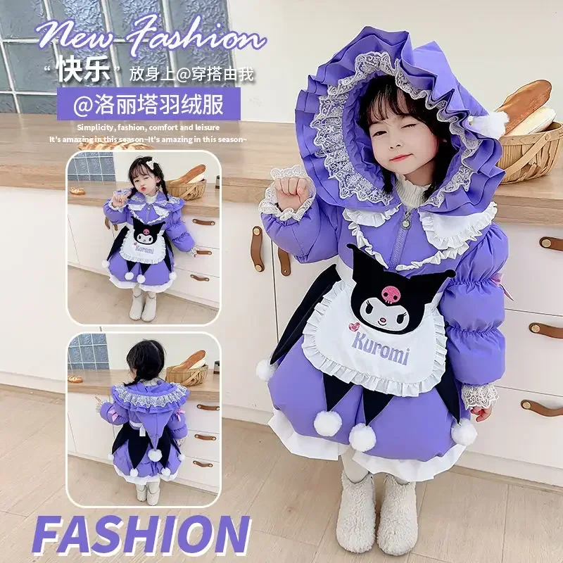 Sweet Anime Sanrio Ins Fashion Kuromi Thickened Jacket Cute Cartoon Kawaii Ins Warm Coat Clothing Lovely Gifts for Kids