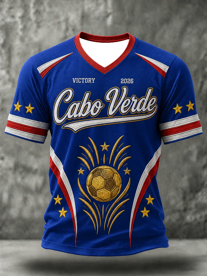 2026 Summer Best-selling Men's Cape Verde Football Training T-Shirt 3D Printable Breathable Quick-Drying Family Style Shirt Kids