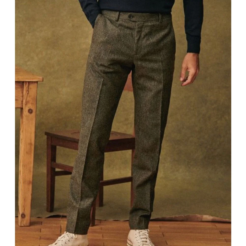 

Mens Tapered Wool Trousers Pleated Herringbone Pants Breathable Comfort Business Casual Office Wear Suit Pants for Men