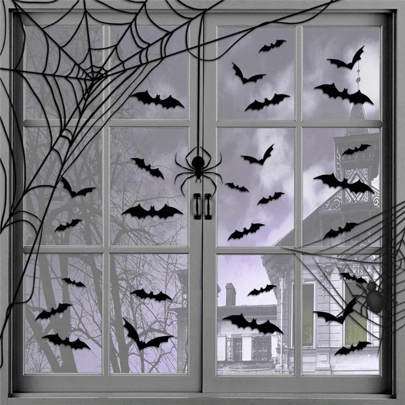 Halloween Fledermaus Dekorationen, 3D PVC Fledermaus an der Wand, Schwarze Wandaufkleber, Gruselige Party-Accessoires, DIY Dekoration Heimdekoration abnehmbare Sticker Horror Atmosphäre Festartikel Raumverzierung – Detail 10