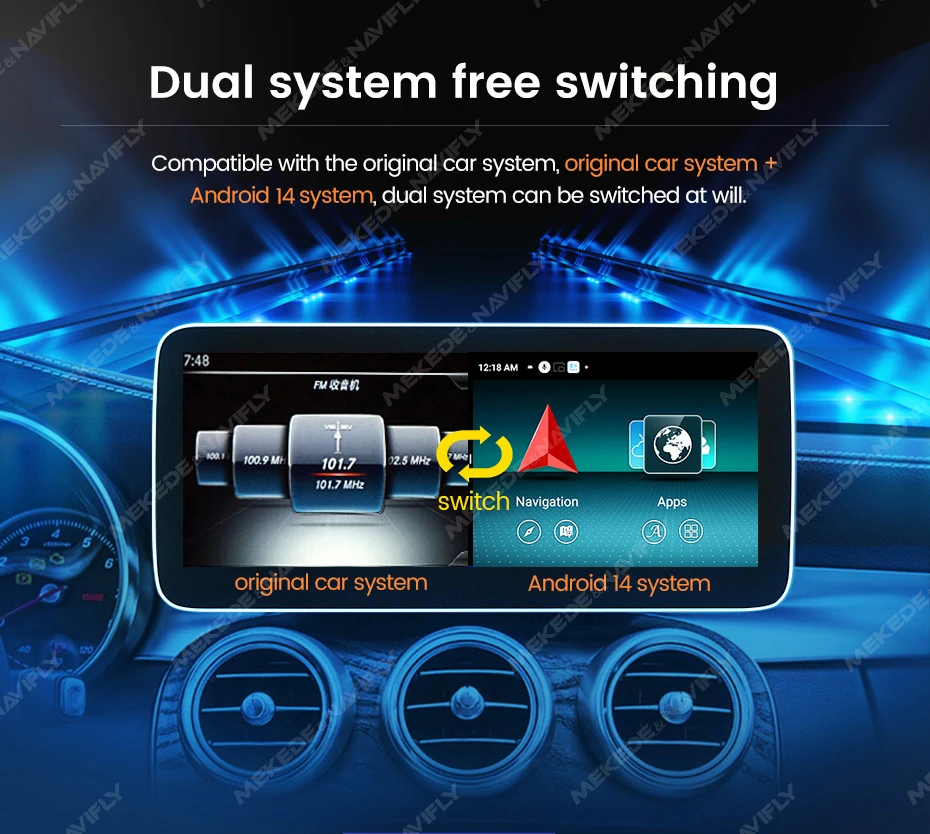 MEKEDE Android 15 10,25" CarPlay Auto für Mercedes-Benz C-Klasse W204 NTG4.0 2008-2010 Autoradio Multimedia-Stereo-Player GPS BT – Detail 14
