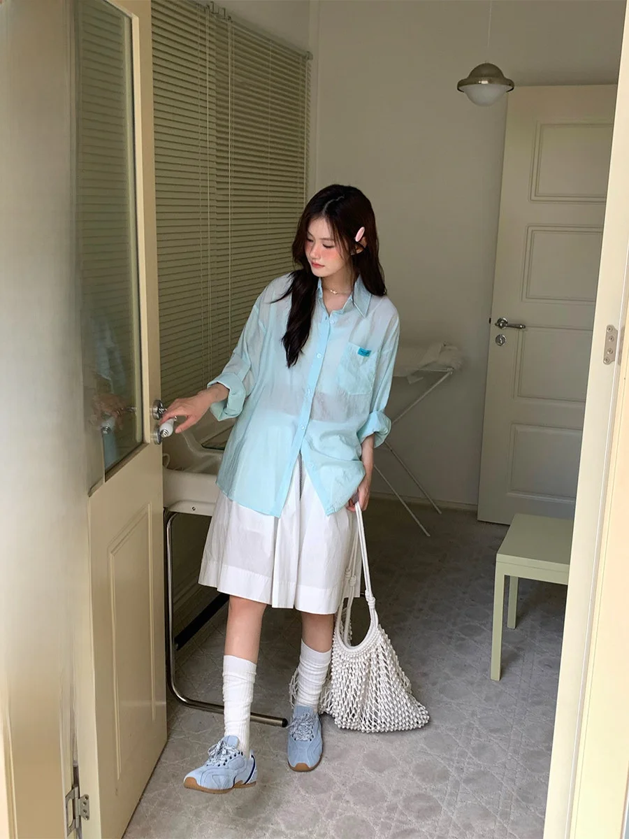 

Женская тонкая рубашка COK с длинными рукавами для защиты от солнца, прозрачный дизайн, дышащая летняя верхняя одежда, повседневная деловая одежда