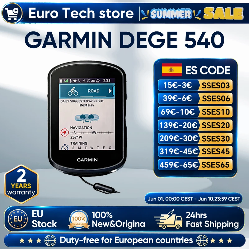 Computadora para ciclismo Garmin EDGE 540 GPS con entrenamiento adaptativo y mapas a todo color, GNSS multibanda