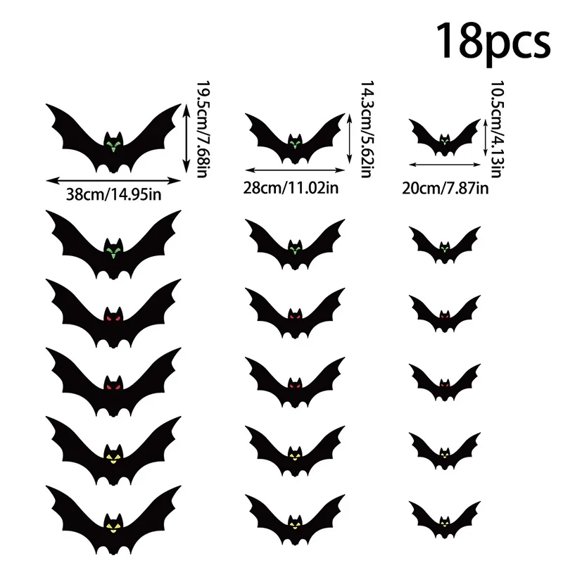 18/54pcs Halloween Hanging Bat Horror Atmosphere Pendant,DIY Decoration For Parties And Festivals,Require Self Threading Hanging