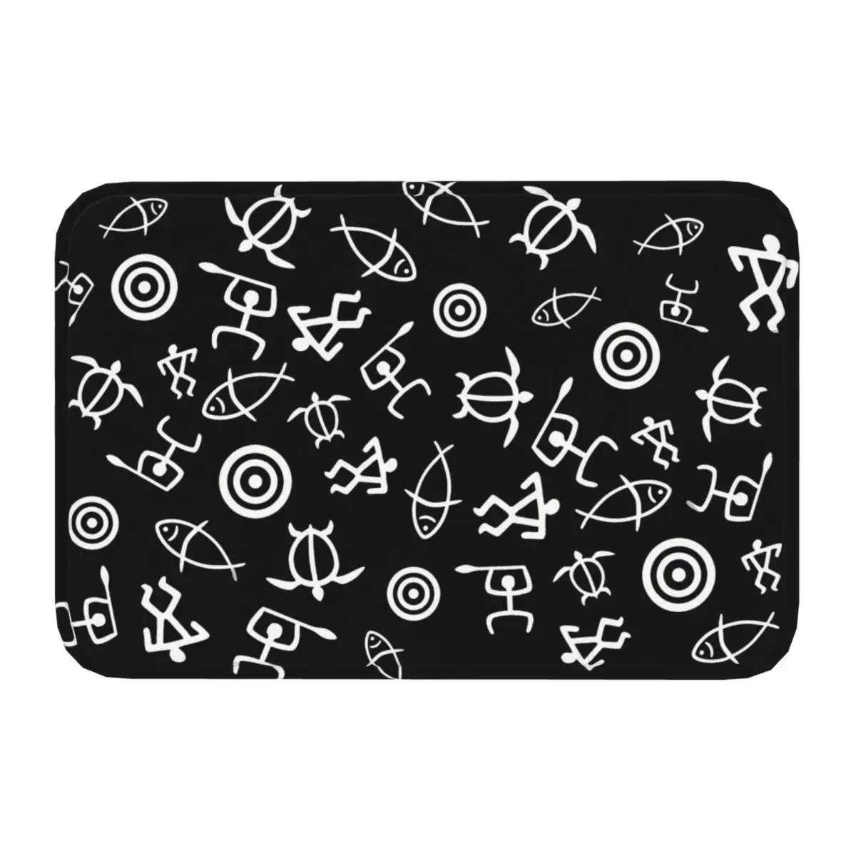 Hawaiian Motif Non-slip Doormat Living Room Mat Petroglyph Hallway Carpet Entrance Door Rug Bedroom Decorative