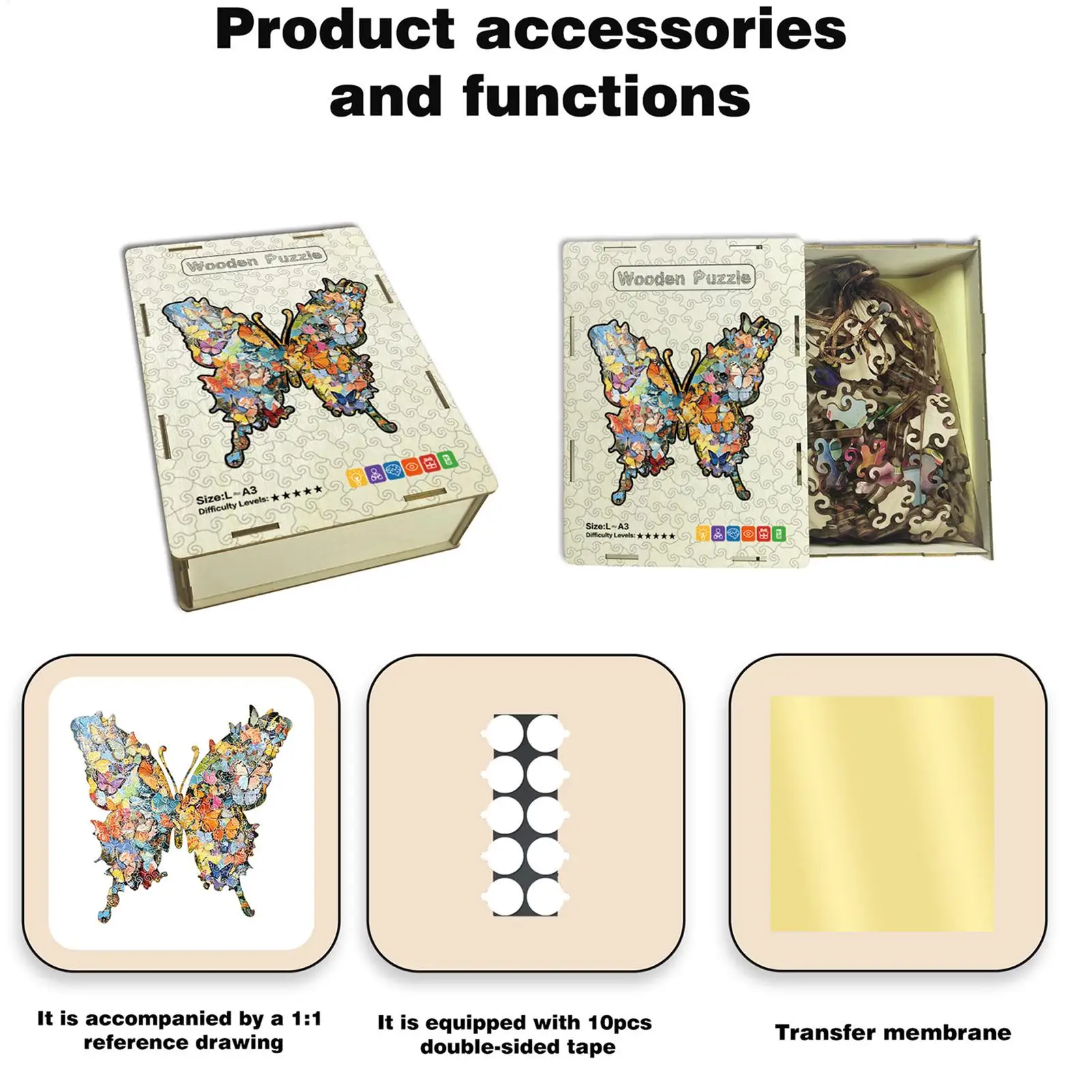 나무 직소 퍼즐 나비 모양 퍼즐 162/118 조각 두뇌 자극 게임 가족 파티 게임 어린이 및 성인을 위한 크리스마스 선물