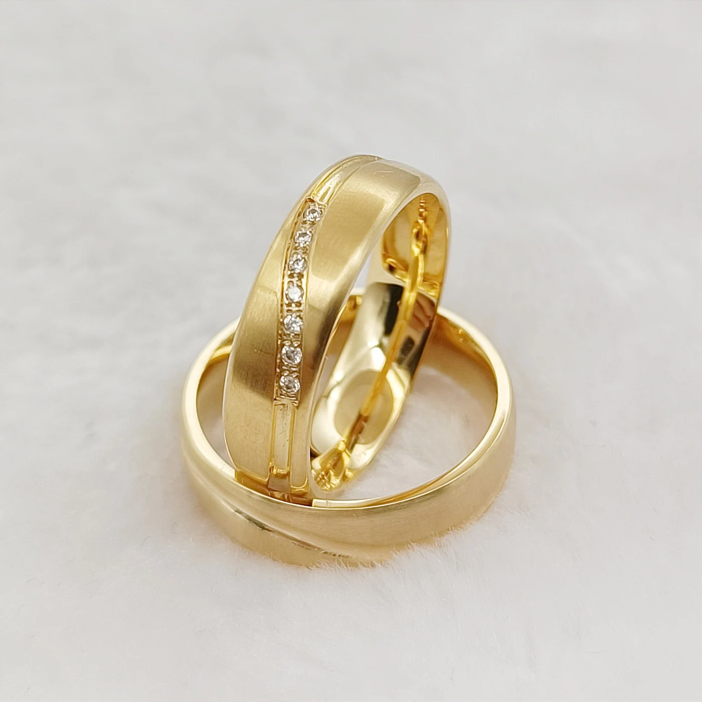 Matching Married Couples Wedding Rings for Men and Women Love Alliances  18k Gold Plated Stainless Steel Jewelry