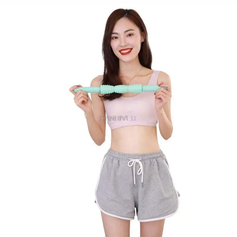 Hand-held massage stick  three rollers body massage stick to relieve muscle pressure YOGA fitness stick leg massager