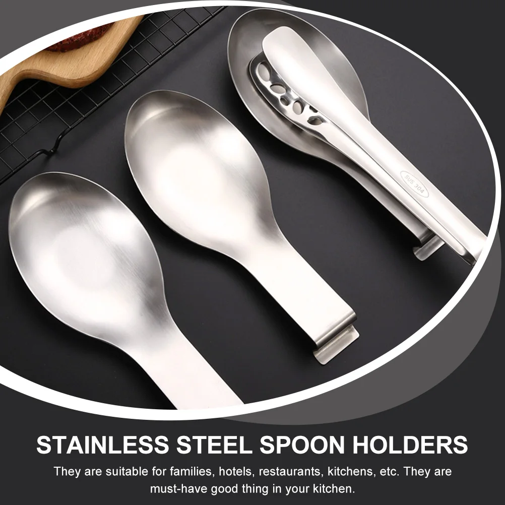

Stainless Steel Spoon Holders Ladle Soup Rests Kitchen Shelf Scoops Spatula Rest Tableware Racks ganizers Anti Rust Wear