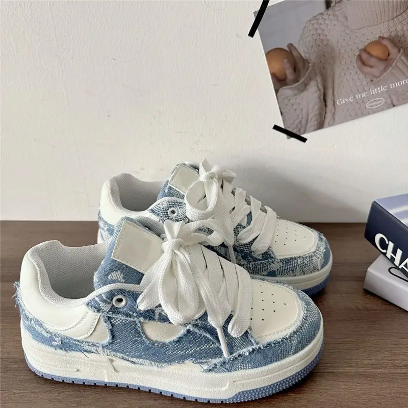 

Niche original denim blue board women's ins tide 2025 spring new versatile platform casual shoes