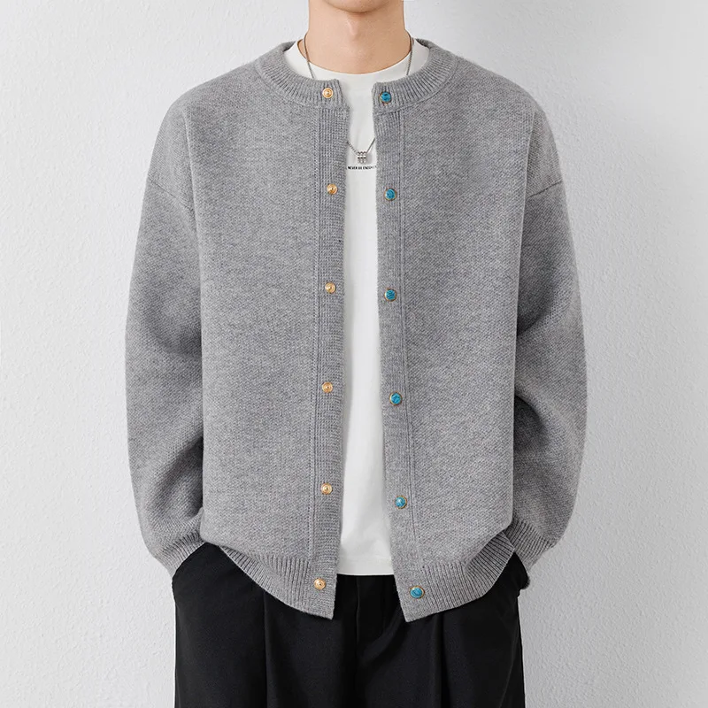 

New Knitted Cardigan Men'S Sweater Thickened Coat Korean Style Trendy Business Autumn Winter Sweater Spring Autumn