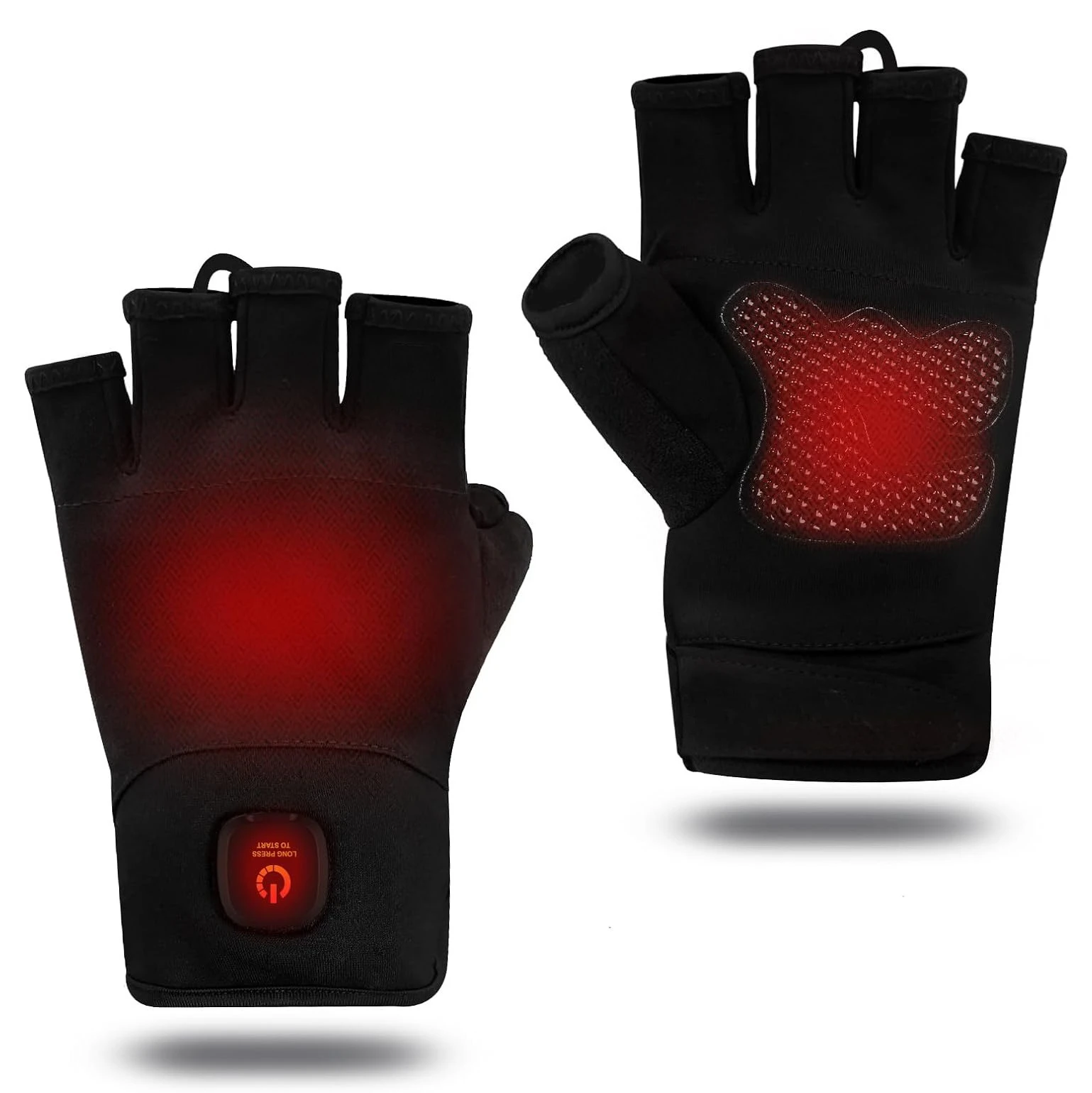 USB half-finger electric heating gloves, warm adjustable temperature and cold-proof gloves